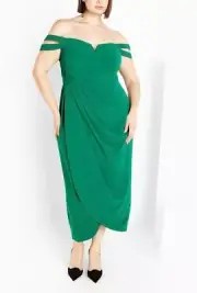CITY CHIC Rosa Dress in Pepper Green Plus Size Medium / 18 NWT [RRP $199.95]
