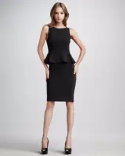NWT Alice Olivia Black Tracey Peplum Dress $396