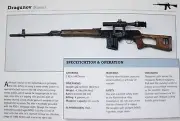 Dragunov Sniper Rifle Gun Picture Out of Print Spec Sheet Article Decor