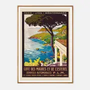 Galrie Côte des Maures et de l'Estérel Art Print - Vintage Mediterranean Travel Poster, Wood Frame, A1 60 x 84cm (23 x 33inch)