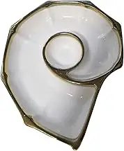 CIYODO Ceramic Plate Set 5 Piece Dinnerware Serving Tray Lid for Salad Steak Dessert Snack