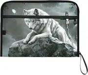 YMXFXP Expandable Filing Folder Wolf Cross Rocky, 13-Pocket Funny Cute Design with Sticky Labels, A4 Letter Size Document Organizer for Office, School, Boys, Girls