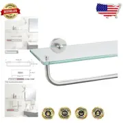 Premium Tempered Glass Shelf with 29-Inch Towel Bar - Perfect for Bathroom Bliss
