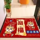 Absorbent New Year Entrance Doormat Red Carpets Welcome Mats Front Door