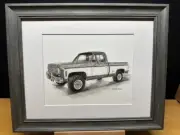 Drawing of 1976 Chevrolet Silverado Pickup Truck Graphite Pencil Sketch Picture