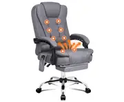 ALFORDSON Massage Office Chair Heated Seat Executive Gaming [Mode: Elias - Fabric Grey]