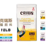 加拿大 克瑞斯 CRIUS 貓糧 貓飼料 (無穀 雞肉／火雞肉／白鮭魚)+風乾鮮肉塊 12LB