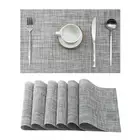 Linen Grey Placemats Set of 6 - Heat Resistant Non-Slip Place mats for Dining...