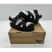 DR. MARTENS WOMEN'S VOSS II HYDRO LEATHER SANDALS BLACK SIZE 8 NIB #05S