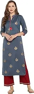 [Janasya] Indian Women's Tunic Tops Poly Silk Kurti (JNE2307-KR-572)