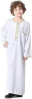 [FYMNSI] Muslim Boys Robe Kids Abaya Kaftan Islamic Prayer Clothing Arabic Middle East Dubai Long Sleeve Jubba Thobe Zip Robes