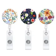 3PCS Badge Reels Retractable Flower Badge Holder with Clip Id Name Tag5533