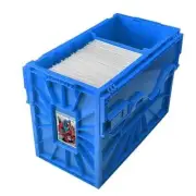 BCW Short Plastic Comic Book Bin Box Heavy Duty with Lid Blue - **FIVE PACK**