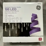 GE StayBright 100-Count Sparkling Warm White Icicle LED Christmas Lights