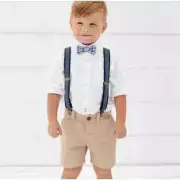 New Mud Pie Christmas Tweed Suspenders Plaid Bow Tie Set One Size NWT