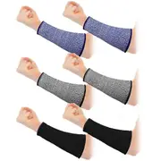 3 Pairs Arm Protectors for Thin Skin and Bruising Cut Resistant Forearm Sleeve Level 5 Arm Burn Prot black/blue/gray