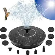 Solar Fountain Pump, Garden Bird Bath Solar Water Fountain Feature 1.5W Powered Pump Outdoor Waterfalls Freestanding with 8 Nozzles for Pond Pool Backyard Decor