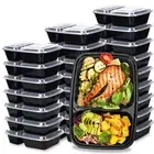 50 Pack 32oz Meal Prep Containers Reusable 2 Compartment Food Storage Contain...