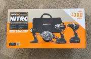 WORX Nitro 20V Brushless 4 Piece Combo Kit Drill Driver Comp Circ Saw Job Light