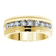 1.00 CT Brilliant Cut Diamond Men's Ring in 14k Yellow Gold Channel Setting NEW