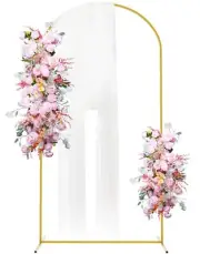 Putros Metal Arch Backdrop Stand 7.2FT Gold Wedding Balloon Arched Backdrop S...