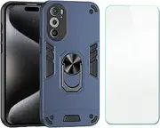 [linsuyu] Case Compatible with Motorola Moto Edge 30 Pro，Compatible with Motorola Moto Edge 30 Pro Phone Case Cover [Screen Protection Film] [Car Magnetic Metal Stand] Blue