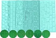 (6pcs mold) - Fondant Impression Mat Set ,Mikiso Tree Bark /Brick Wall /Flower /Cobblestone/Stone Wall Texture Design Cake Decorating Supplies for Cupcake Wedding Cake Decoration