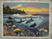 Printed needlepoint Tapestry Under The Sea Canvas Only Gobelin L 48-60 Cm