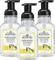 J.R. Watkins Foaming Hand Soap with Pump Dispenser, Moisturizing Foam Hand Wash, All Natural, Alcohol-Free, Cruelty-Free, USA Made, Lemon, 9 fl oz, 3 Pack