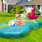 Inflatable Kiddie Pool with Sprinkler XL 8 Feet Outdoor Backyard Water Games