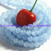 Natural 6/8/10/12mm Light Blue Chalcedony Round Gemstone Loose Beads 15inch