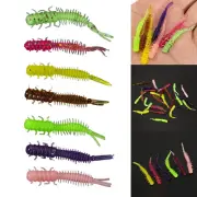 20pcs/set 4.5cm Fishing Soft Lure Larva Worm Bait 3 Tailed Spiral Slug Bait