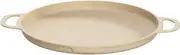 BBQ Grill Pan, 34cm Korean Grill Pan Nonstick Aluminum Alloy BBQ Grill Plate with Handles, Non Stick Barbecue Grill Plate Macaron Color Round Grill Plate for Induction Cooker Home Picnic(Yellow)