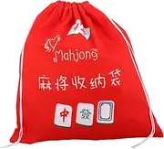 Anneome Mahjong Storage Bag Mahjong Accessories Fabric Mahjong Holder Drawstring Mahjong Pouches Mahjong Storage Pouches Drawstring Mahjong Bag Board Game Bags Cotton Linen Red