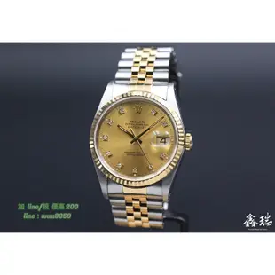 Rolex 勞力士 Datejust 16233 16233D 金色鑽石面盤 36MM 不鏽鋼 18K黃金