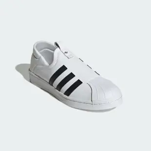 【adidas 愛迪達】Superstar Slip On W 女 休閒鞋 懶人鞋 皮革 貝殼頭 無鞋帶 白 黑(IE0399)