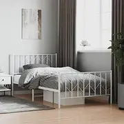 Metal Bed Frame Without Mattress with FootboardWhite 107x203 cm King Single Bed/Accessories