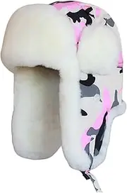 [Superfit] SPYXGS Unisex Winter Trapper Bomber Hats with Ear Flaps Russian Ushanka Windproof Cap Pink