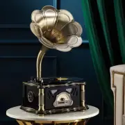 Vintage Gramophone with Bluetooth Output Vintage Record Players R... (Black)