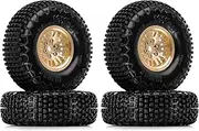 INJORA 1.0 XHX Pin Tires with 1.0 Plus Brass Beadlock Wheels Combo for 1/18 1/24 RC Crawlers Upgrade