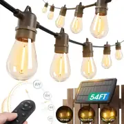 Luces solares de cadena de 54 pies para exteriores, impermeables