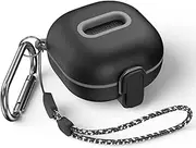 WOFRO Secure Lock Case for Samsung Galaxy Buds 2 Pro/Galaxy Buds 2/Galaxy Buds Pro/Galaxy Buds Live, Shock-Absorbing Protective Cover TPU Hard Shell with Lanyard and Keychain[One-Click pop] (Black)