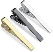 [YEDJFFIYO] 3 PCS Tie Clips for Men, Long Styles Tie Bar Clip Set, Square Edges Tie Tack Pins for Office, Wedding & Formal Events
