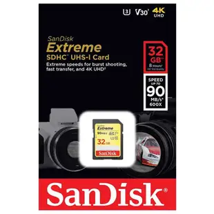 SanDisk 32G U3 90MB/s Extreme SDHC V30 記憶卡 現貨 蝦皮直送