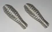 TWO Wood Stove Spring Door Handles, nickel silver chrome finish, wire coil