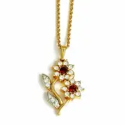 Vintage Necklace for Women, Nickel Free, 22KT Gold Plated, KEYES Flower white