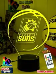 PHOENIX SUNS BASKETBALL Personalised 3D LED Night Light 7 Colour Change Lamp