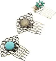 Outanaya 3pcs Vintage Crystal Hair Combs Decorative Bridal Headwear for Weddings Parties Everyday Use Unique Leaf Design Natural Inspiration Hair Accessories for Bridesmaids