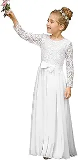 ABAO Sister Fancy First Communion Flower Girl Dress Boho Chiffon A-line White Bridesmaid Dresses Wedding Party 2-12 Year Old