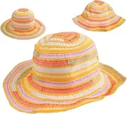 [ZffXH] Colorful Sun hat Rainbow Floppy Cap Striped Paper Straw Beach hat for Women Foldable Wide Brim